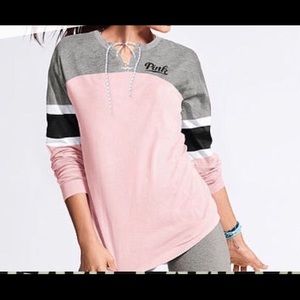Victoria Secret Lace Up Varsity Crew Cherub Pink S
